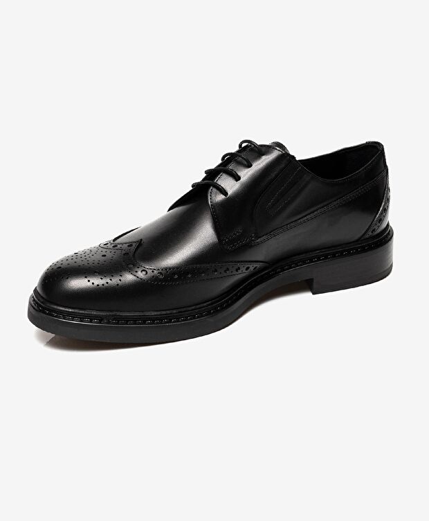 Erkek Siyah Hakiki Deri Termo Taban Klasik Ayakkabı - 2