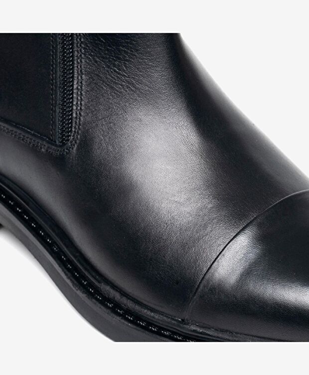 Erkek Siyah Hakiki Deri Klasik Bot - 4