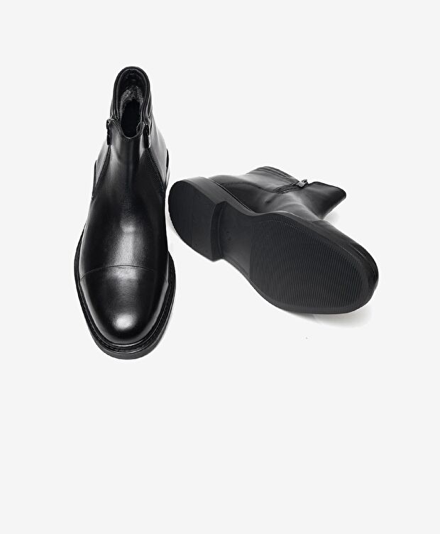 Erkek Siyah Hakiki Deri Klasik Bot - 5