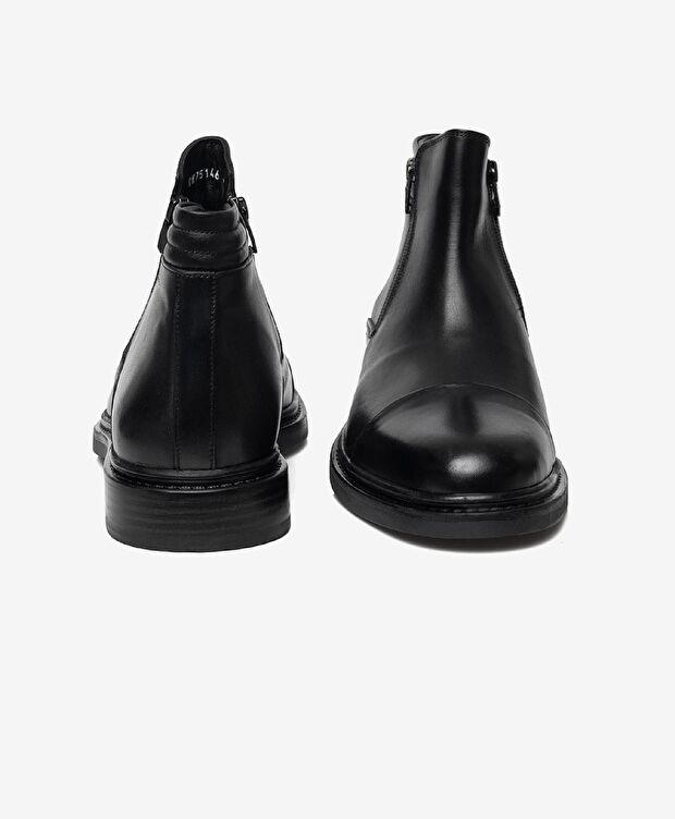 Erkek Siyah Hakiki Deri Klasik Bot - 6