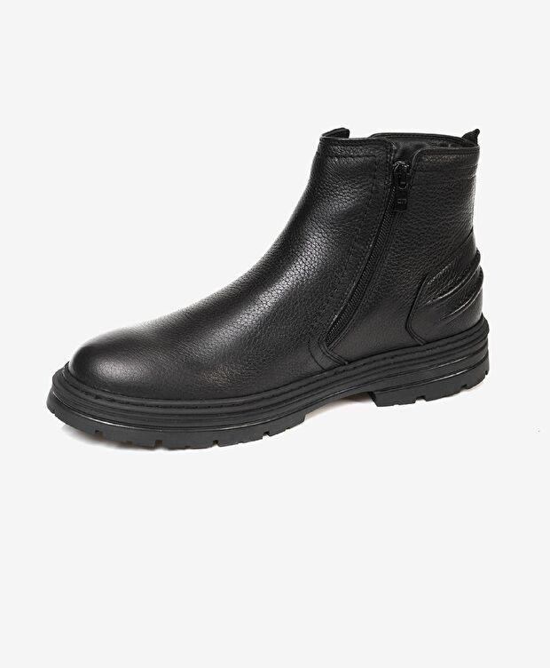Erkek Siyah Hakiki Deri Casual Bot - 2
