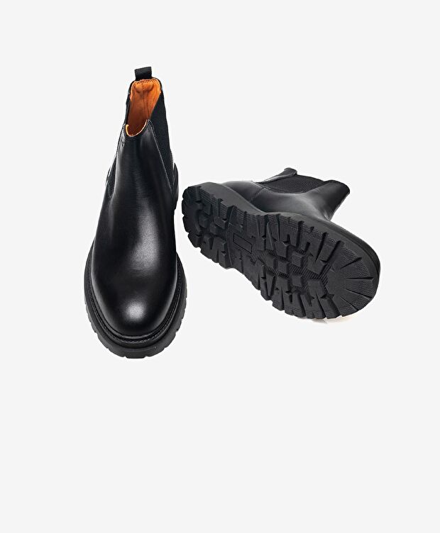 Erkek Siyah Hakiki Deri Chelsea Bot - 6
