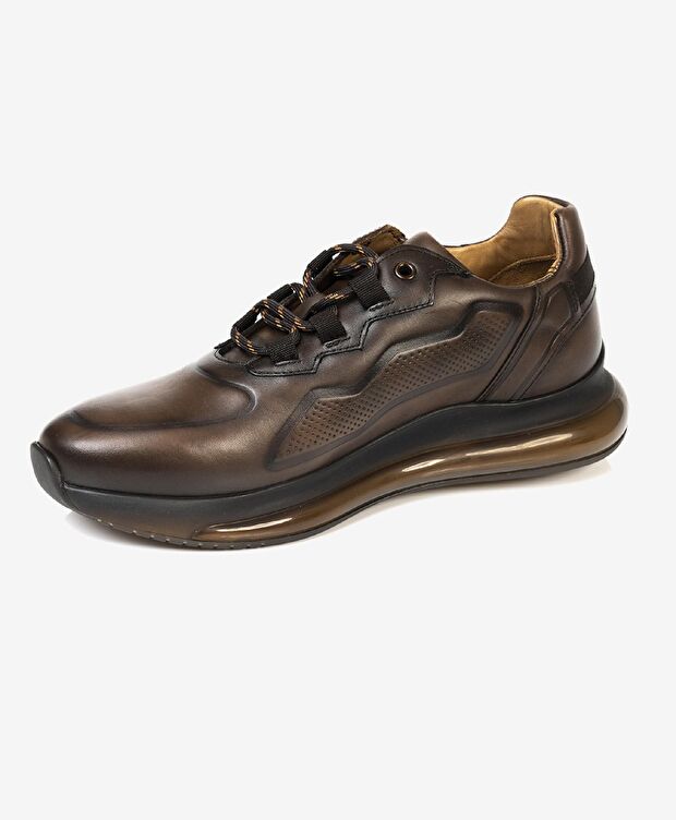 Erkek kahverengi Hakiki Deri Spor Ayakkabı - 2