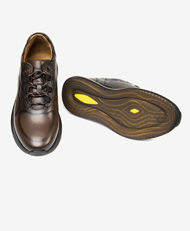 Erkek kahverengi Hakiki Deri Spor Ayakkabı - 5