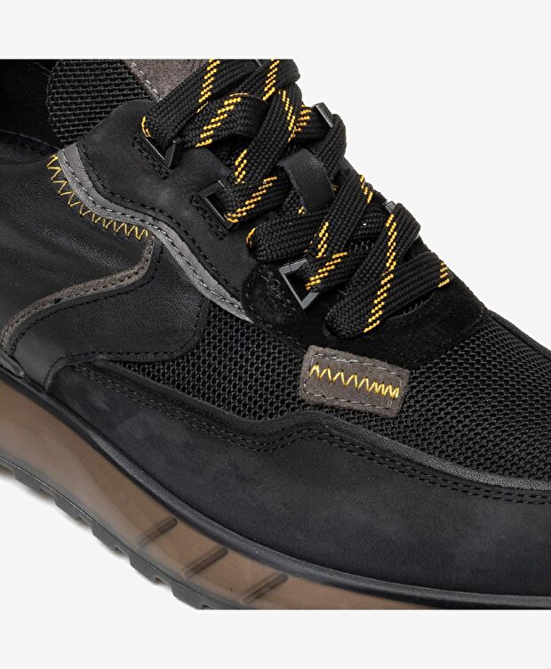 Erkek Siyah Hakiki Deri Spor Ayakkabı - 5