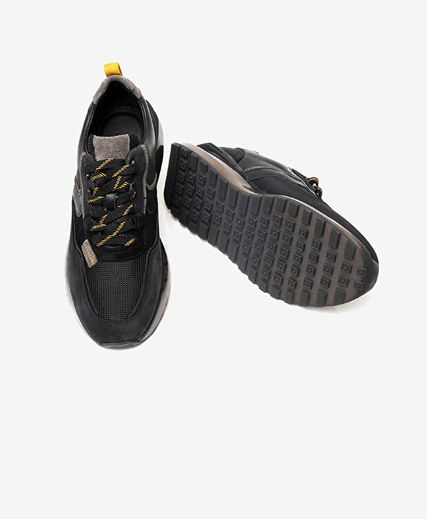 Erkek Siyah Hakiki Deri Spor Ayakkabı - 6