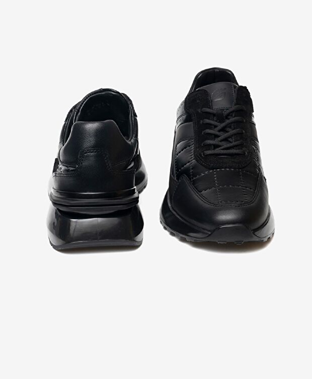 Erkek Siyah Hakiki Deri Spor Ayakkabı - 6