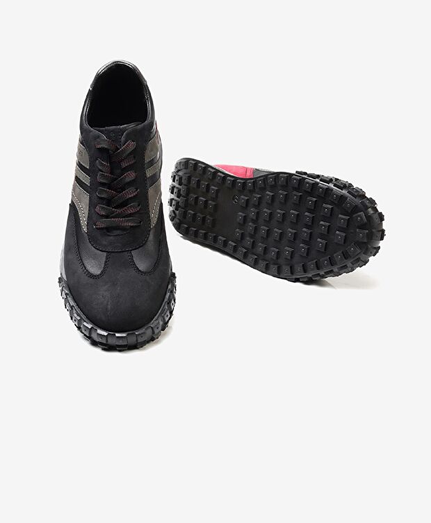 Erkek Siyah Bordo Hakiki Deri Spor Ayakkabı - 5