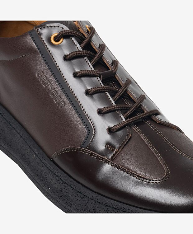 Erkek kahverengi Hakiki Deri Casual Ayakkabı - 5