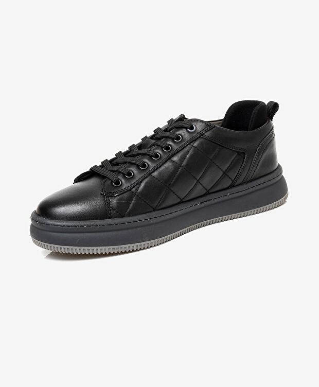 Erkek Siyah Hakiki Deri Sneaker Ayakkabı - 3