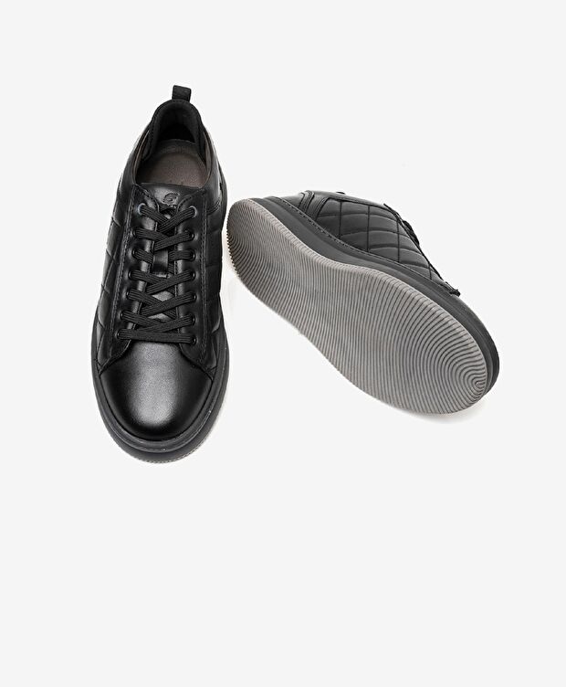 Erkek Siyah Hakiki Deri Sneaker Ayakkabı - 6