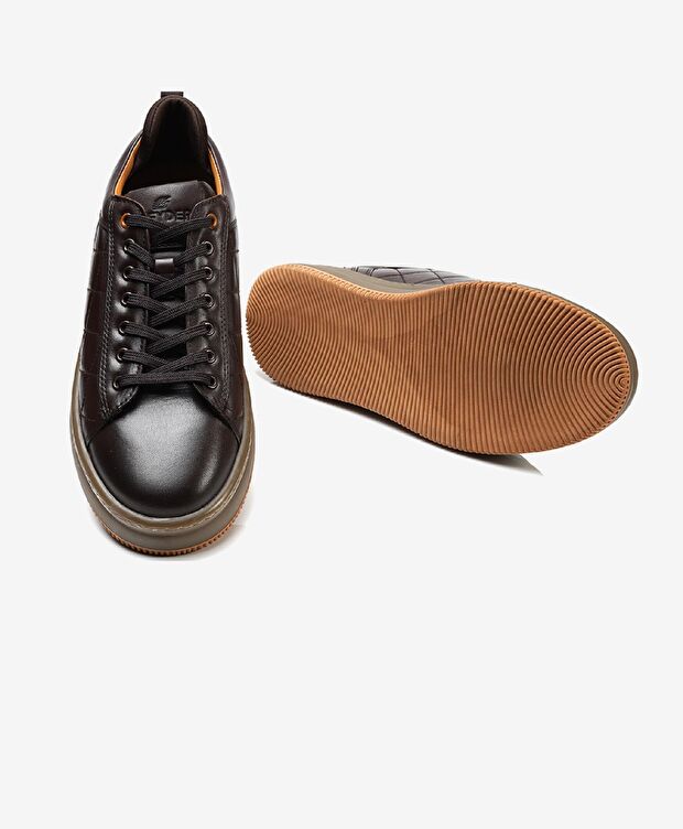 Erkek kahverengi Hakiki Deri Sneaker Ayakkabı - 6