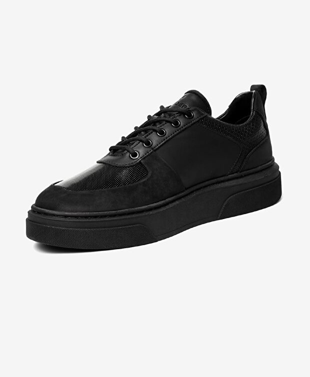 Erkek Siyah Hakiki Deri Sneaker Ayakkabı - 2