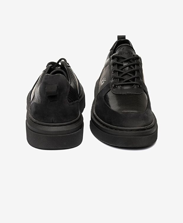 Erkek Siyah Hakiki Deri Sneaker Ayakkabı - 6