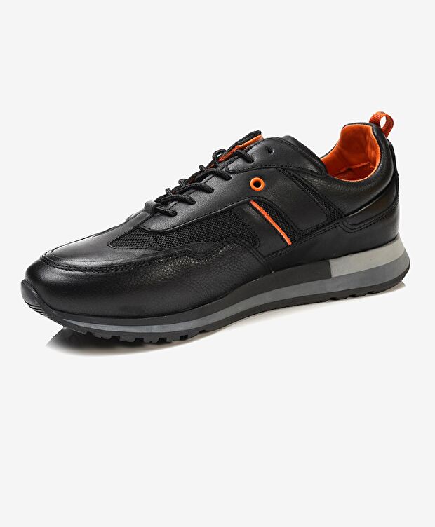 Erkek Siyah Hakiki Deri Spor Ayakkabı - 2