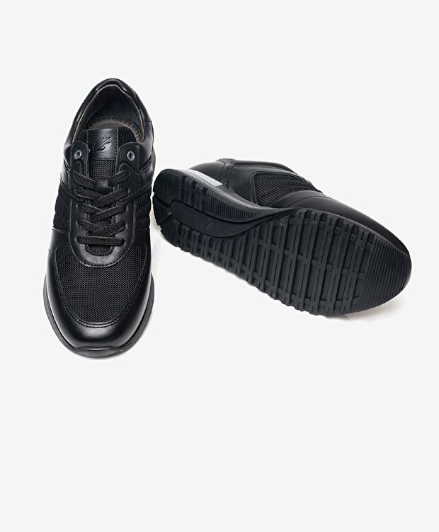 Erkek Siyah Hakiki Deri Spor Ayakkabı - 5