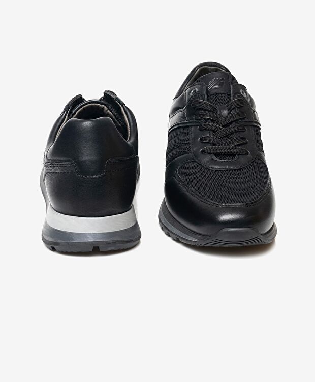 Erkek Siyah Hakiki Deri Spor Ayakkabı - 6