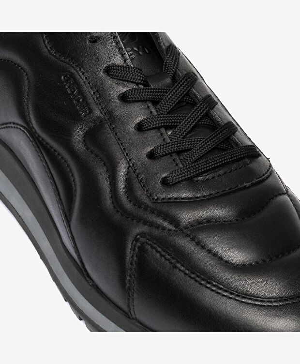 Erkek Siyah Hakiki Deri Termo Taban Spor Ayakkabı - 4