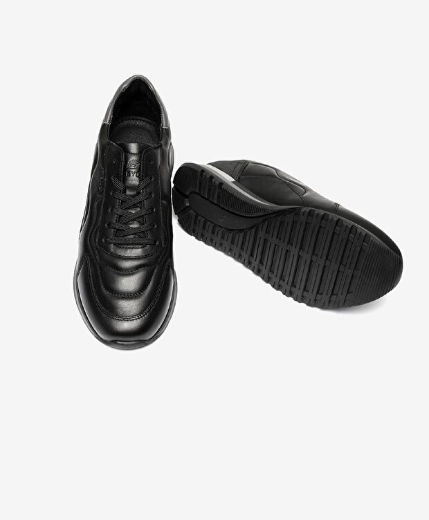 Erkek Siyah Hakiki Deri Termo Taban Spor Ayakkabı - 5