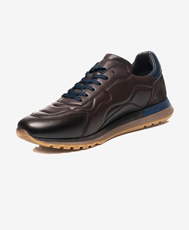 Erkek kahverengi Hakiki Deri Spor Ayakkabı - 2