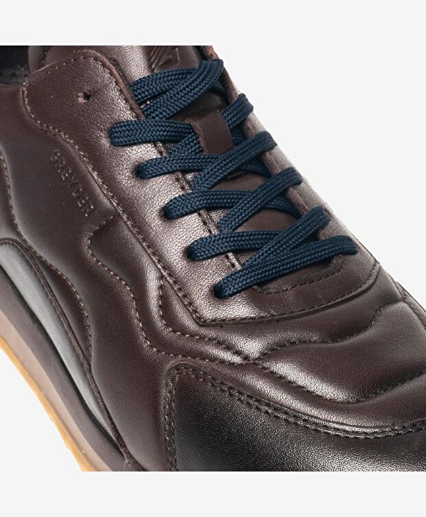 Erkek kahverengi Hakiki Deri Spor Ayakkabı - 4