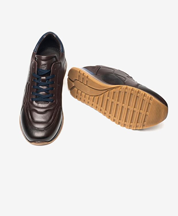 Erkek kahverengi Hakiki Deri Spor Ayakkabı - 5