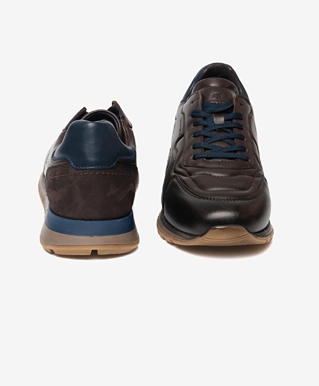 Erkek kahverengi Hakiki Deri Spor Ayakkabı - 6