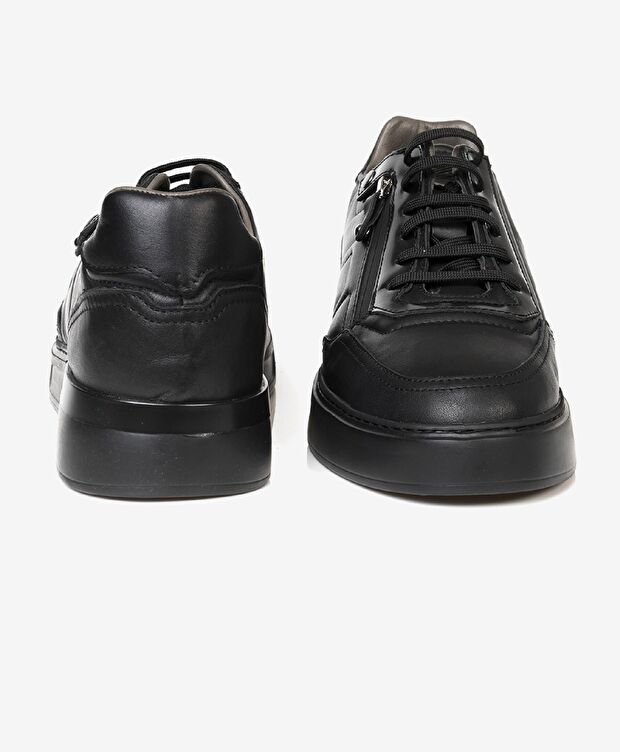 Erkek Siyah Hakiki Deri Sneaker Ayakkabı - 6
