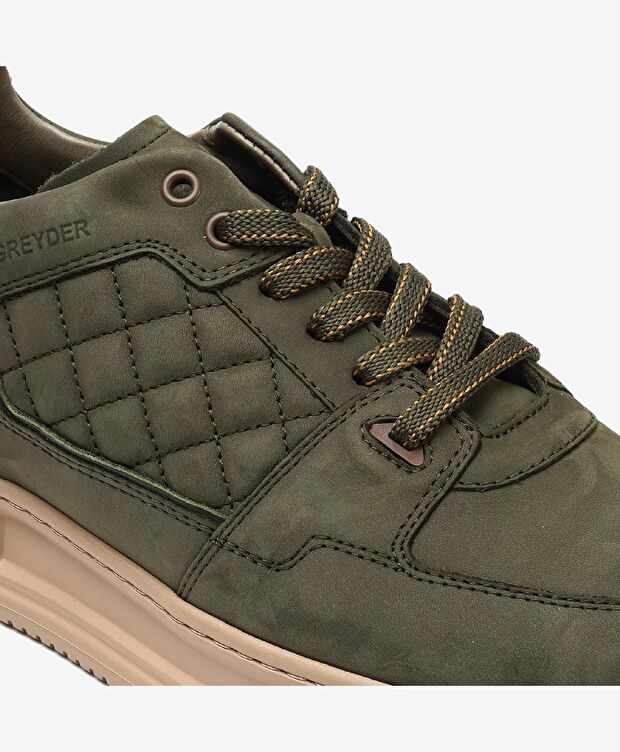 Erkek Haki Hakiki Deri Sneaker Ayakkabı - 5