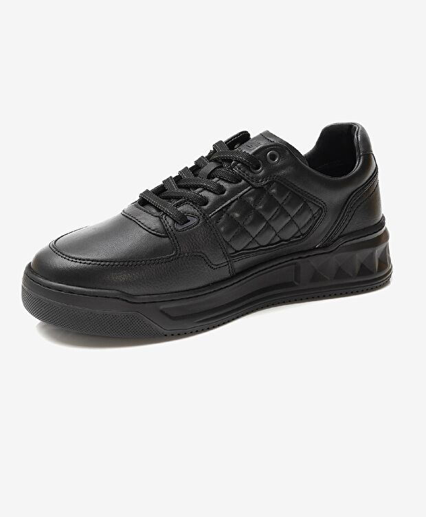 Erkek Siyah Hakiki Deri Sneaker Ayakkabı - 2