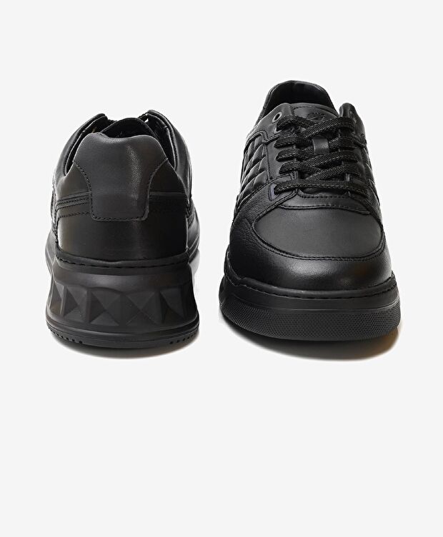 Erkek Siyah Hakiki Deri Sneaker Ayakkabı - 6