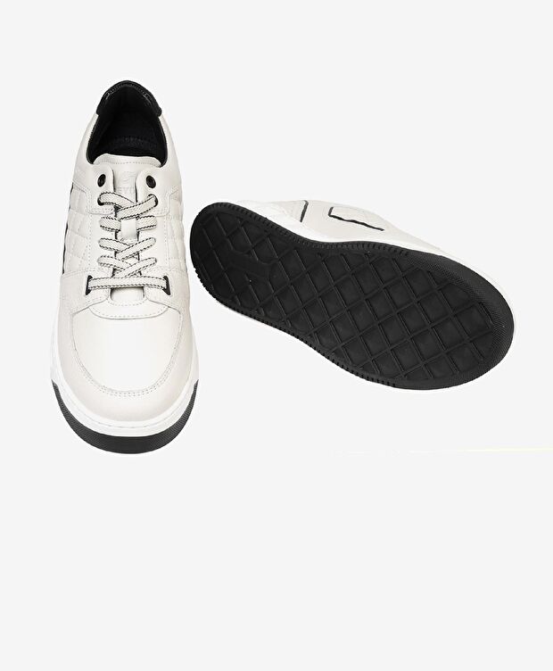 Erkek Beyaz Hakiki Deri Sneaker Ayakkabı - 6