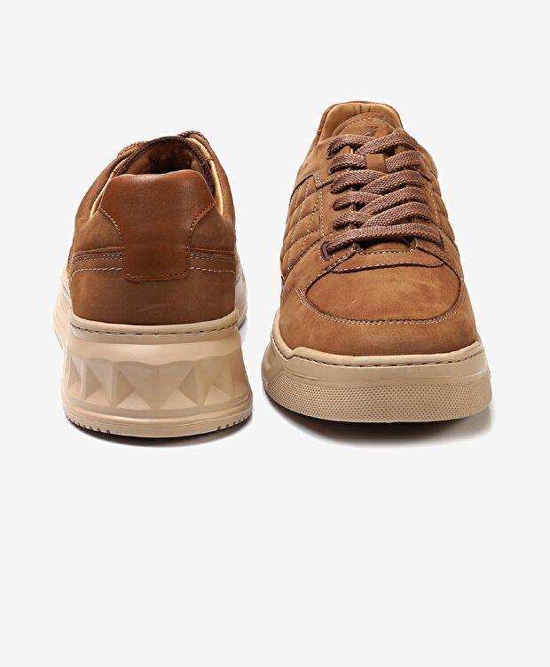 Erkek Deve Tüyü Hakiki Deri Sneaker Ayakkabı - 6