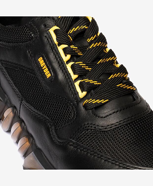 Erkek Siyah Hakiki Deri Spor Ayakkabı - 5