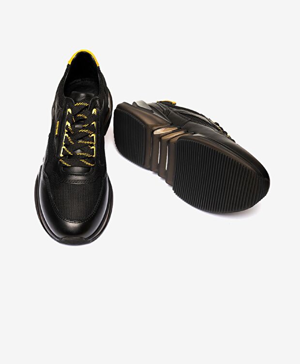 Erkek Siyah Hakiki Deri Spor Ayakkabı - 6