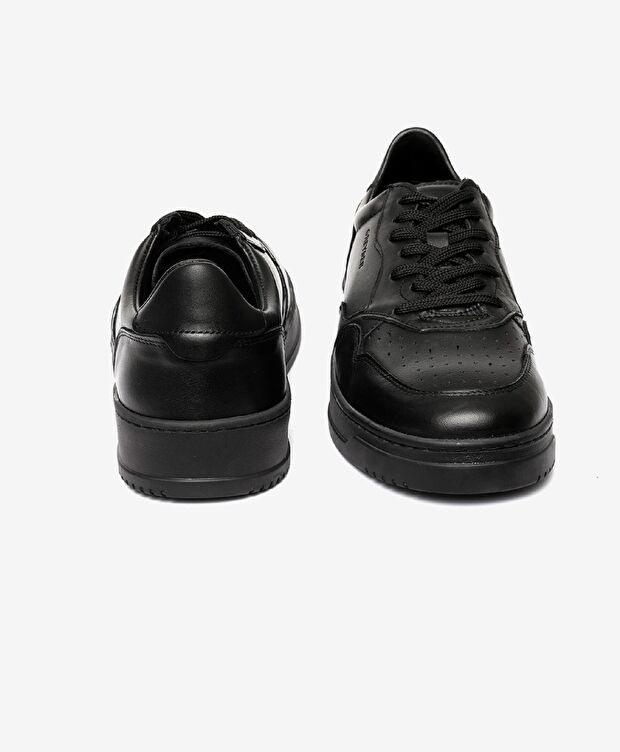 Erkek Siyah Hakiki Deri Sneaker Ayakkabı - 5