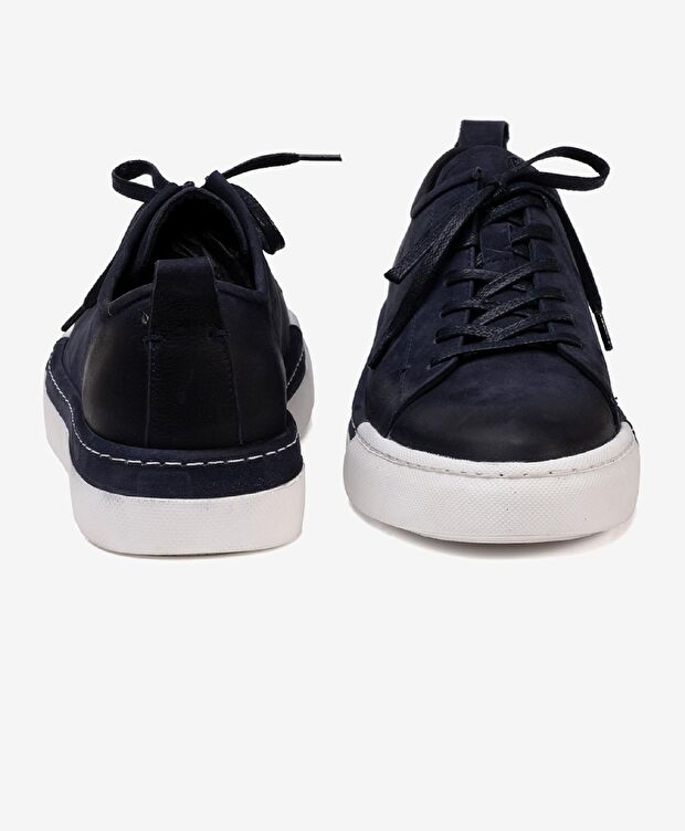 Erkek Lacivert Hakiki Deri Sneaker Ayakkabı - 6