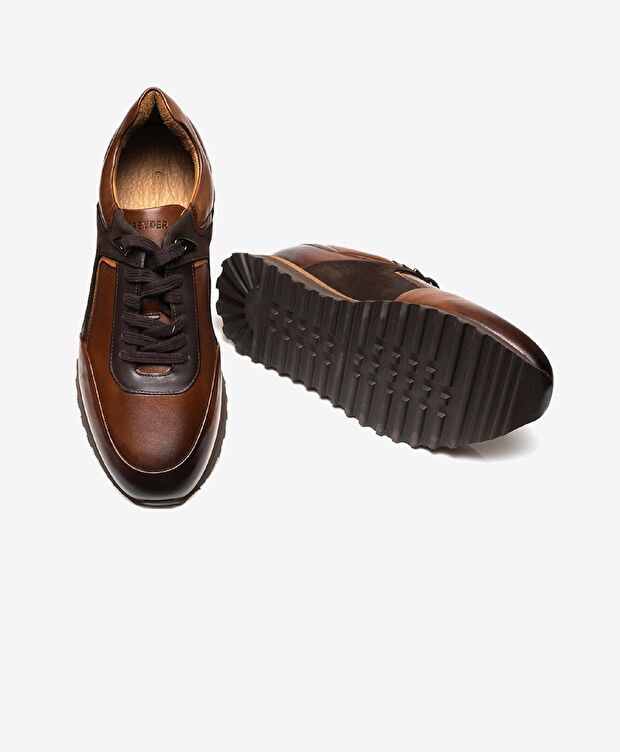 Erkek kahverengi Hakiki Deri Spor Ayakkabı - 5