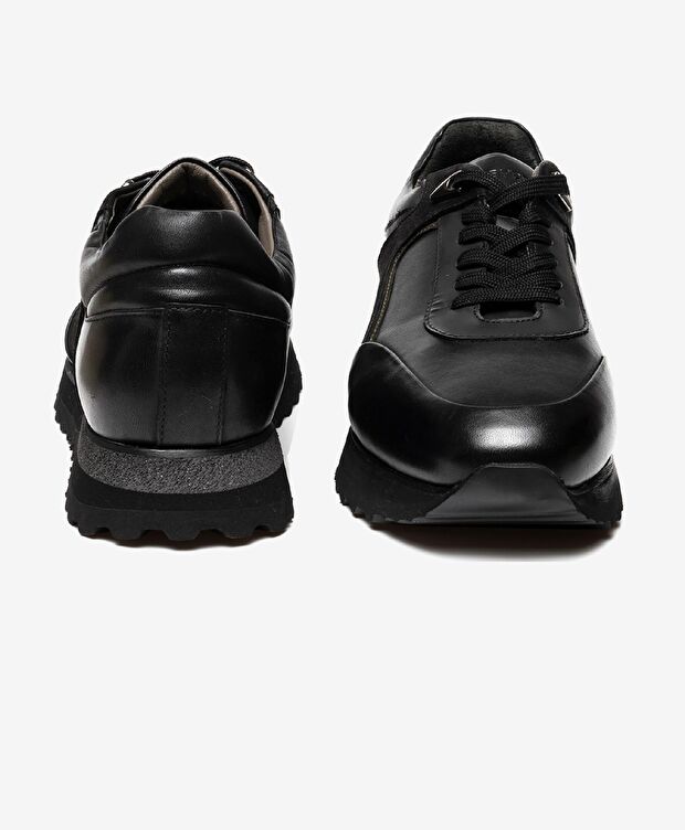 Erkek Siyah Hakiki Deri Spor Ayakkabı - 5