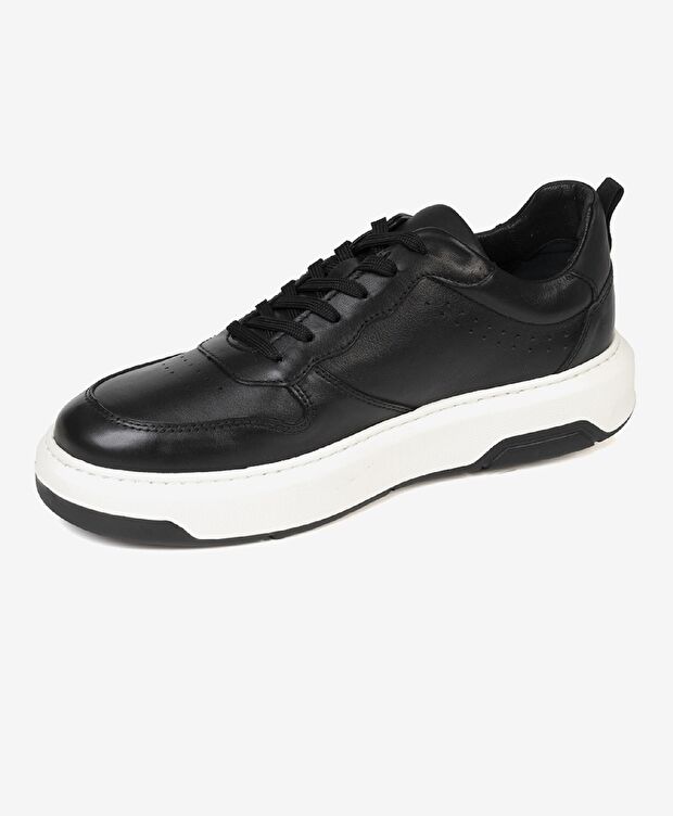 Erkek Siyah Hakiki Deri Sneaker Ayakkabı - 2