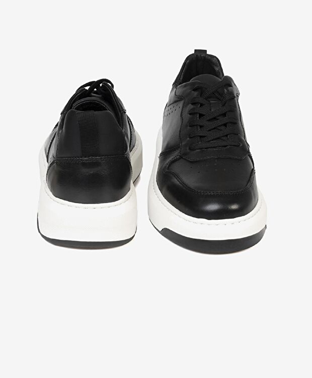 Erkek Siyah Hakiki Deri Sneaker Ayakkabı - 6