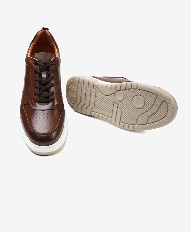 Erkek Taba Hakiki Deri Sneaker Ayakkabı - 6