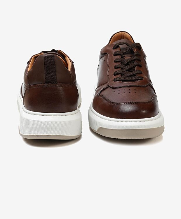 Erkek Taba Hakiki Deri Sneaker Ayakkabı - 7