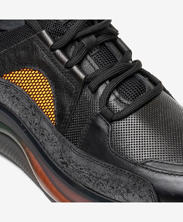 Erkek Siyah Süet Hakiki Deri Sneaker Ayakkabı - 5