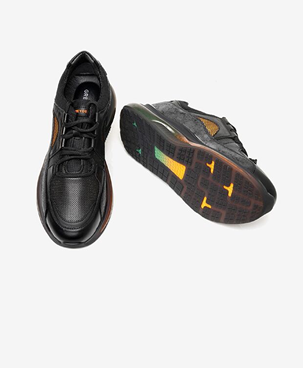 Erkek Siyah Süet Hakiki Deri Sneaker Ayakkabı - 6