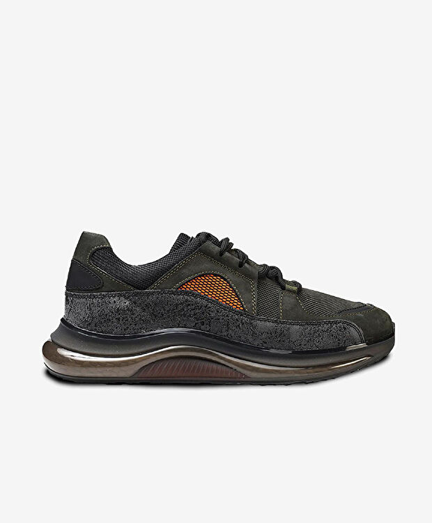 Erkek Haki Hakiki Deri Sneaker Ayakkabı - 2