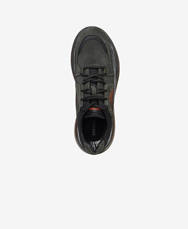 Erkek Haki Hakiki Deri Sneaker Ayakkabı - 5