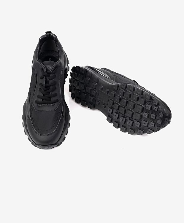 Erkek Siyah Hakiki Deri Spor Ayakkabı - 5