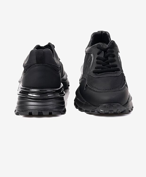 Erkek Siyah Hakiki Deri Spor Ayakkabı - 6