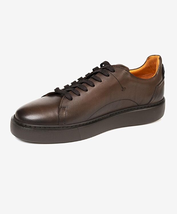 Erkek kahverengi Hakiki Deri Sneaker Ayakkabı - 2